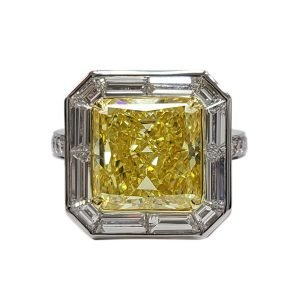 Square Radiant Canary and Baguette Photo Frame