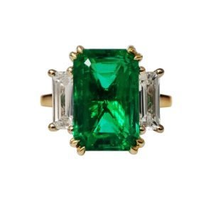 Emerald and Diamond Trinity Ring