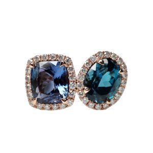 Cushion Tanzanite and Oval Topaz Diamond