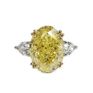 Oval Fancy Intense Yellow Diamond Trinity