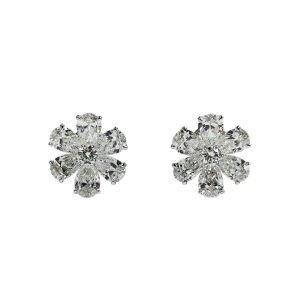 Alternative view of Pear Shaped Petal Studs - 7 Stones