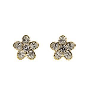 Oval Shaped Petal Studs - 6 Stones